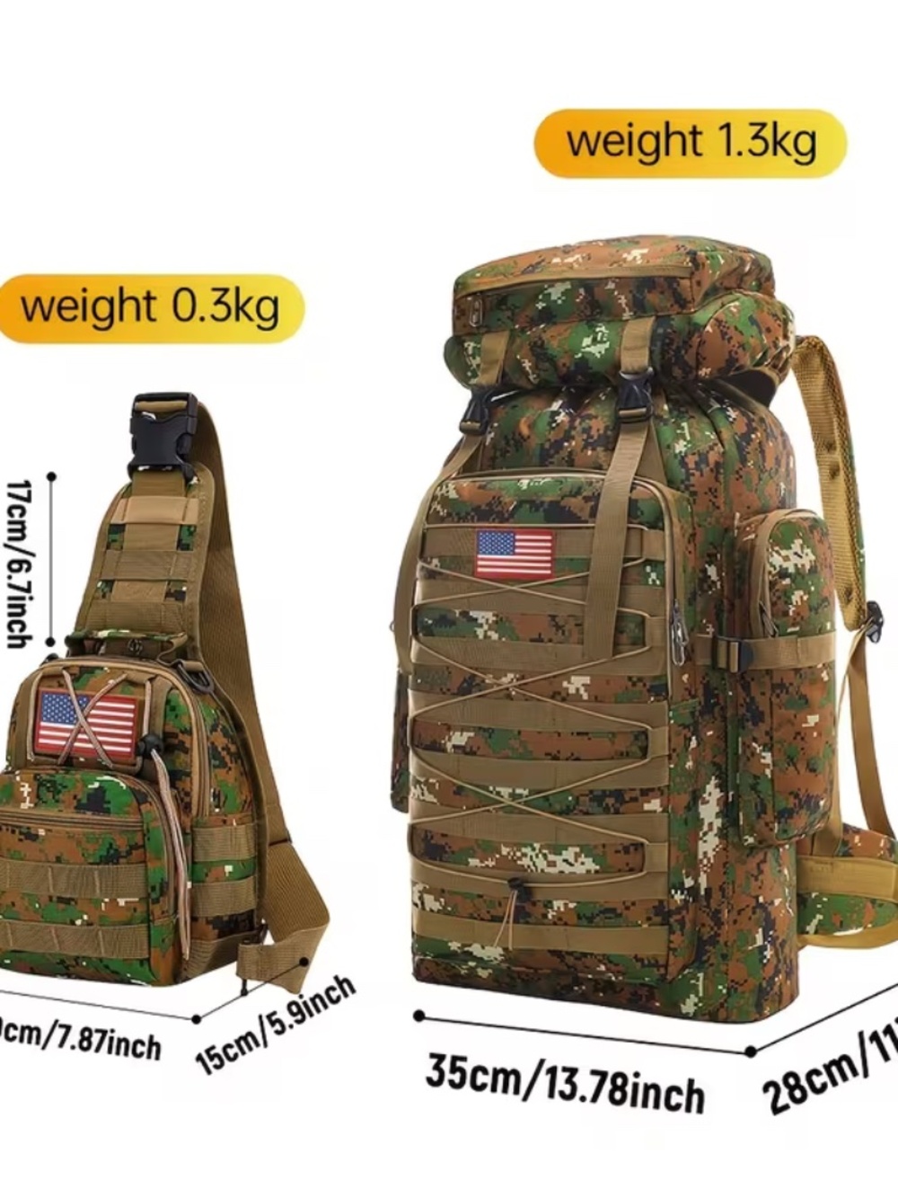 2pcs Men's Sports Large Capacity Backpack Sports Backpack Hiking Bag - Picture 2 of 8